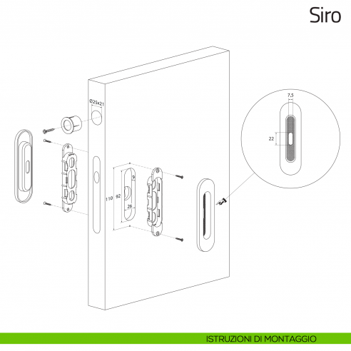 Maniglia per porta scorrevole Siro Olivari con foro chiave istruzioni di montaggio