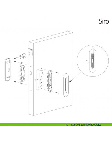 Maniglia per porta scorrevole Siro Olivari con foro chiave istruzioni di montaggio