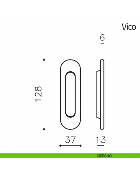 Maniglia per porta scorrevole Vico Olivari senza foro chiave disegno