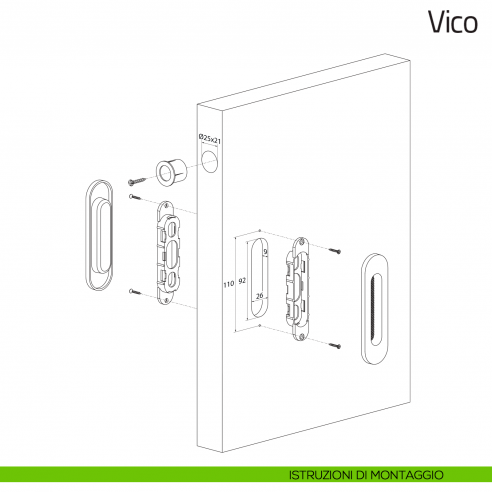 Maniglia per porta scorrevole Vico Olivari senza foro chiave istruzioni di montaggio
