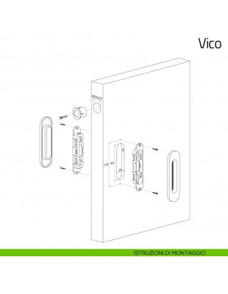 Maniglia per porta scorrevole Vico Olivari senza foro chiave istruzioni di montaggio