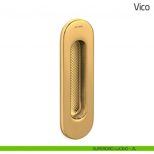 Maniglia per porta scorrevole Vico Olivari senza foro chiave superoro lucido