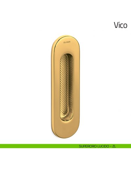 Maniglia per porta scorrevole Vico Olivari senza foro chiave superoro lucido