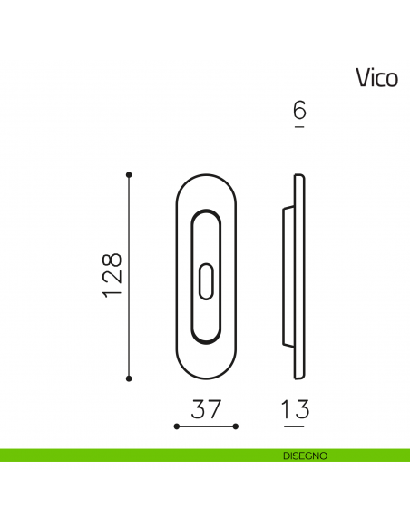 Maniglia per porta scorrevole Vico Olivari con foro chiave disegno