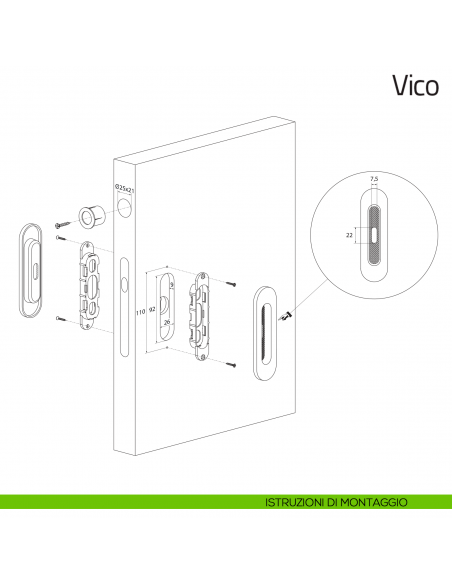 Maniglia per porta scorrevole Vico Olivari con foro chiave istruzioni di montaggio