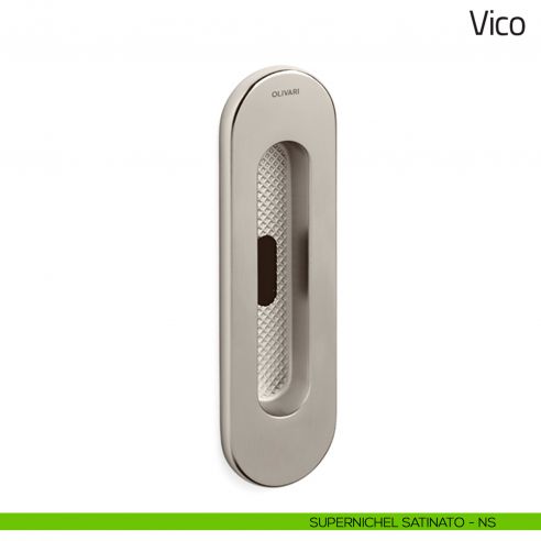 Maniglia per porta scorrevole Vico Olivari con foro chiave supernichel satinato