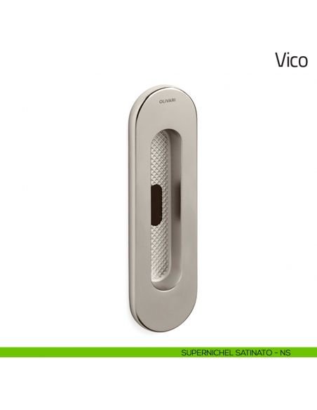 Maniglia per porta scorrevole Vico Olivari con foro chiave supernichel satinato