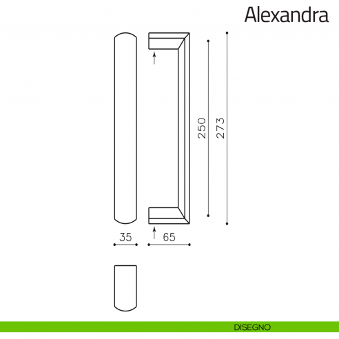 Maniglione per porta Alexandra Olivari disegno