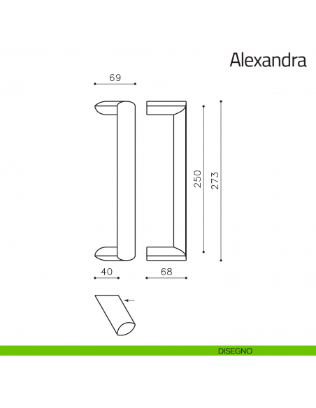 Maniglione per porta Alexandra Olivari zancato disegno