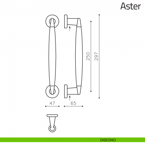 Maniglione per porta Aster Olivari disegno
