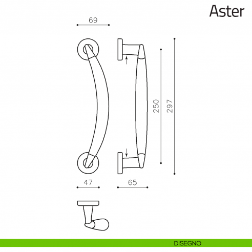Maniglione per porta Aster Olivari zancato disegno