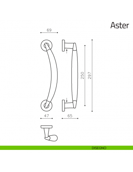 Maniglione per porta Aster Olivari zancato disegno