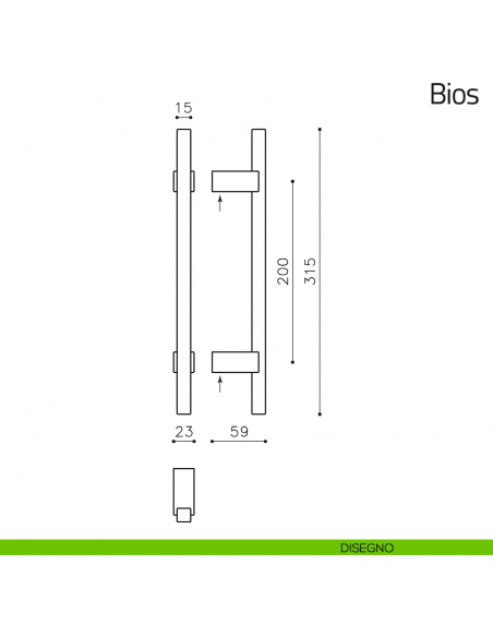 Maniglione per porta Bios Olivari 315 mm disegno