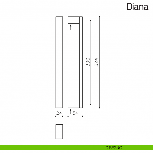 Maniglione per porta Diana Olivari disegno