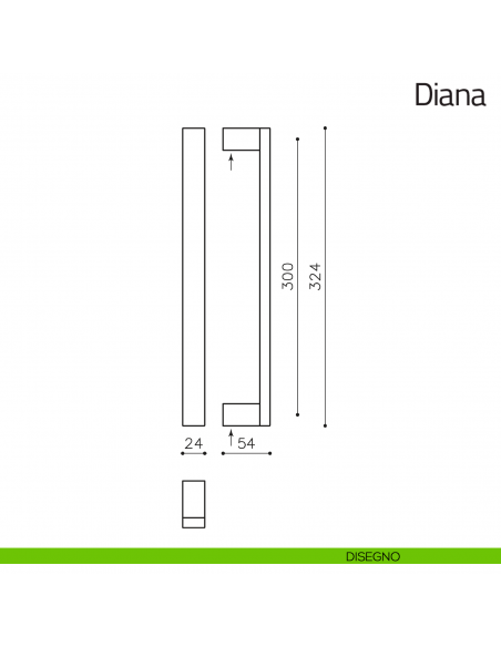 Maniglione per porta Diana Olivari disegno