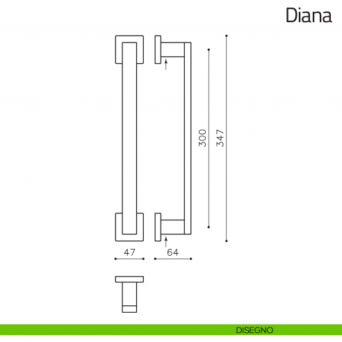 Maniglione per porta Diana Olivari disegno