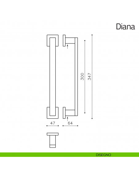 Maniglione per porta Diana Olivari disegno