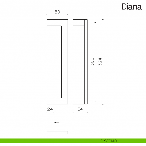 Maniglione per porta Diana Olivari zancato disegno