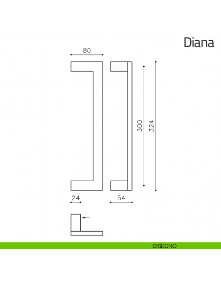 Maniglione per porta Diana Olivari zancato disegno