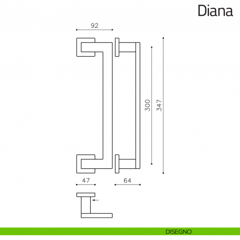 Maniglione per porta Diana Olivari zancato disegno