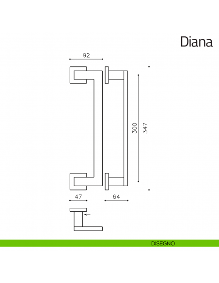 Maniglione per porta Diana Olivari zancato disegno