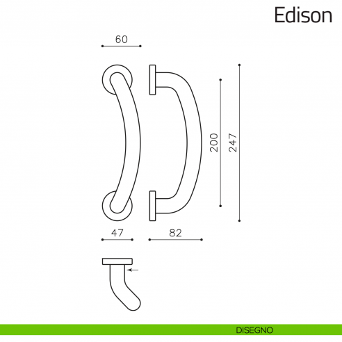 Maniglione per porta Edison Olivari zancato disegno