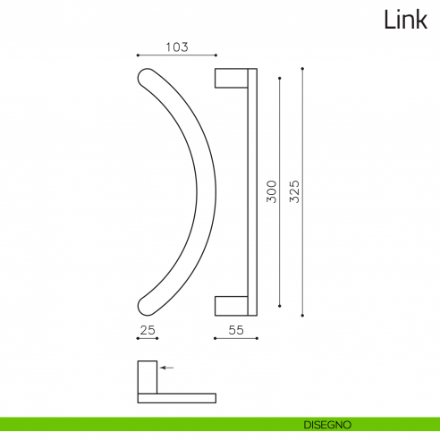 Maniglione per porta Link Olivari zancato disegno
