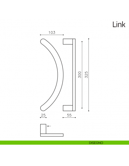 Maniglione per porta Link Olivari zancato disegno