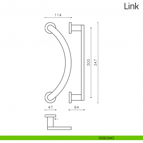 Maniglione per porta Link Olivari zancato disegno