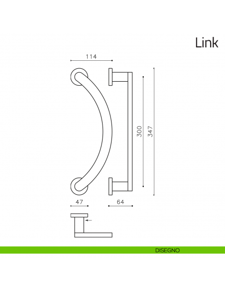 Maniglione per porta Link Olivari zancato disegno