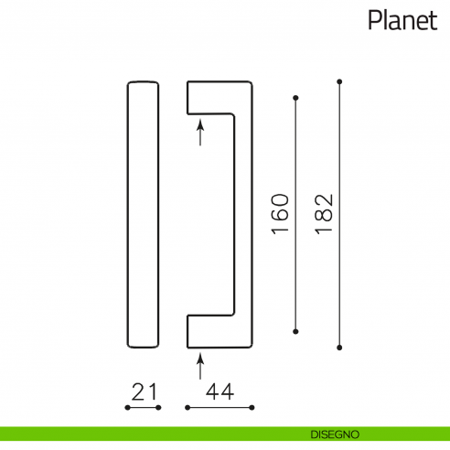 Maniglione per porta Planet Olivari disegno