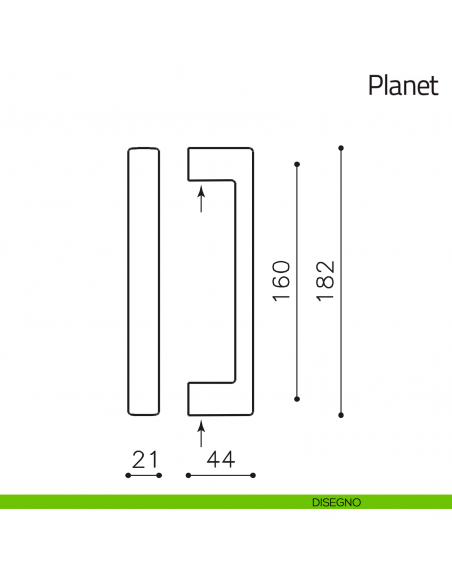 Maniglione per porta Planet Bicolor Olivari disegno
