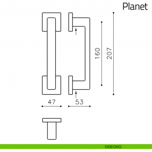 Maniglione per porta Planet Q Olivari disegno