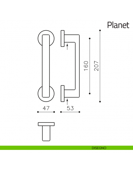 Maniglione per porta Planet Olivari con rosette disegno