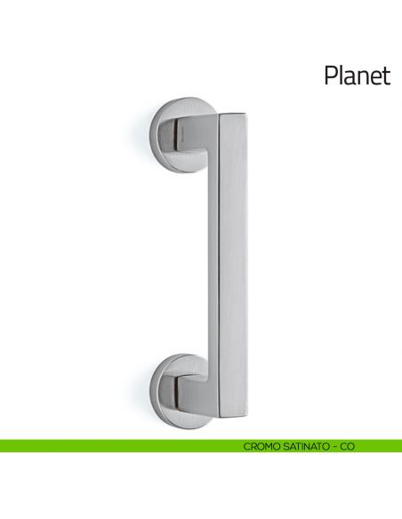 Maniglione per porta Planet Olivari con rosette cromo satinato