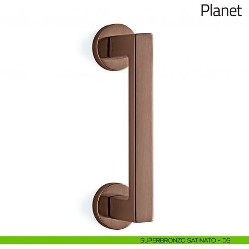 Maniglione per porta Planet Olivari con rosette superbronzo satinato