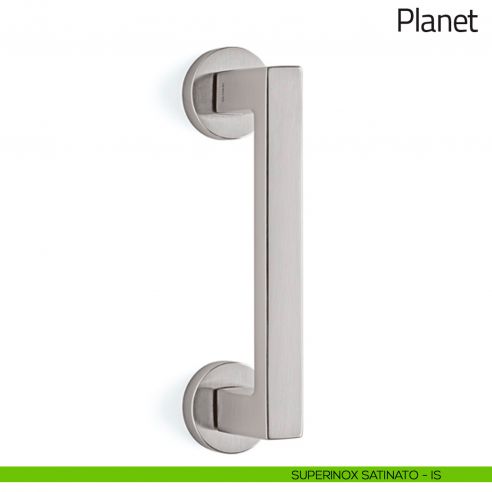 Maniglione per porta Planet Olivari con rosette superinox satinato