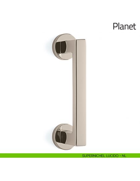 Maniglione per porta Planet Olivari con rosette supernichel lucido