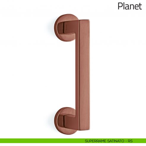 Maniglione per porta Planet Olivari con rosette superrame satinato