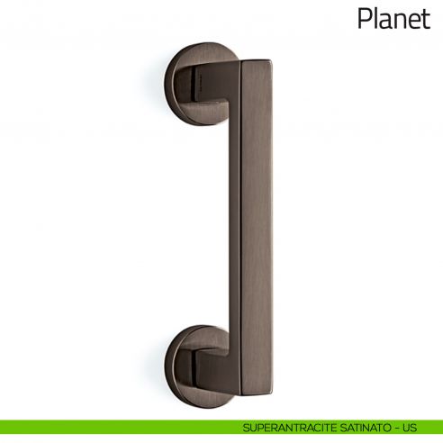 Maniglione per porta Planet Olivari con rosette superantracite satinato