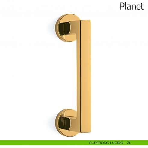 Maniglione per porta Planet Olivari con rosette superoro lucido