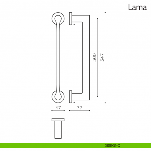 Maniglione per porta Lama Olivari con rosette disegno