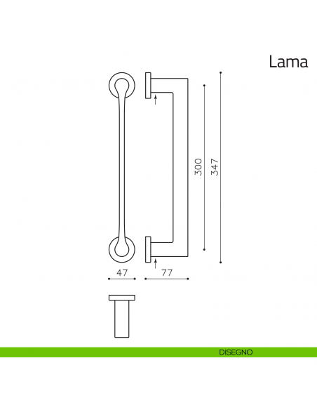 Maniglione per porta Lama Olivari con rosette disegno