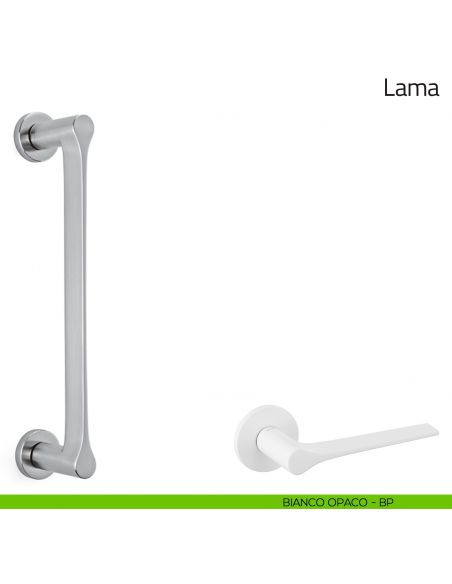 Maniglione per porta Lama Olivari con rosette bianco opaco