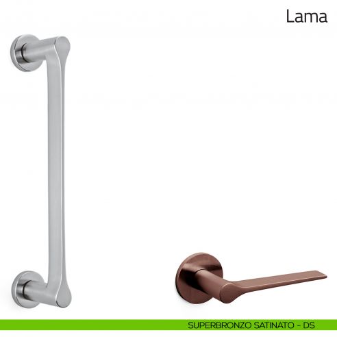 Maniglione per porta Lama Olivari con rosette superbronzo satinato