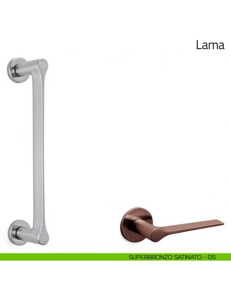 Maniglione per porta Lama Olivari con rosette superbronzo satinato