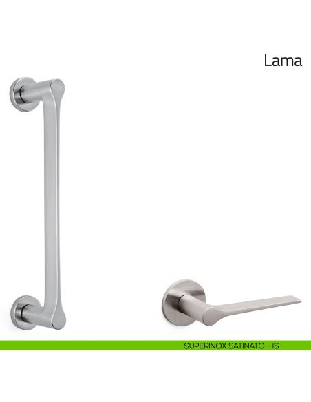 Maniglione per porta Lama Olivari con rosette superinox satinato