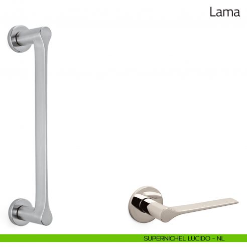 Maniglione per porta Lama Olivari con rosette supernichel lucido