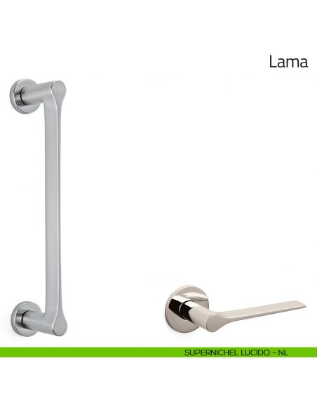 Maniglione per porta Lama Olivari con rosette supernichel lucido