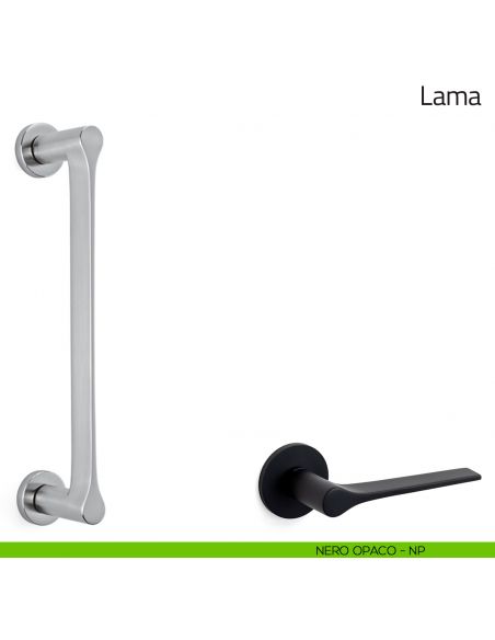 Maniglione per porta Lama Olivari con rosette nero opaco